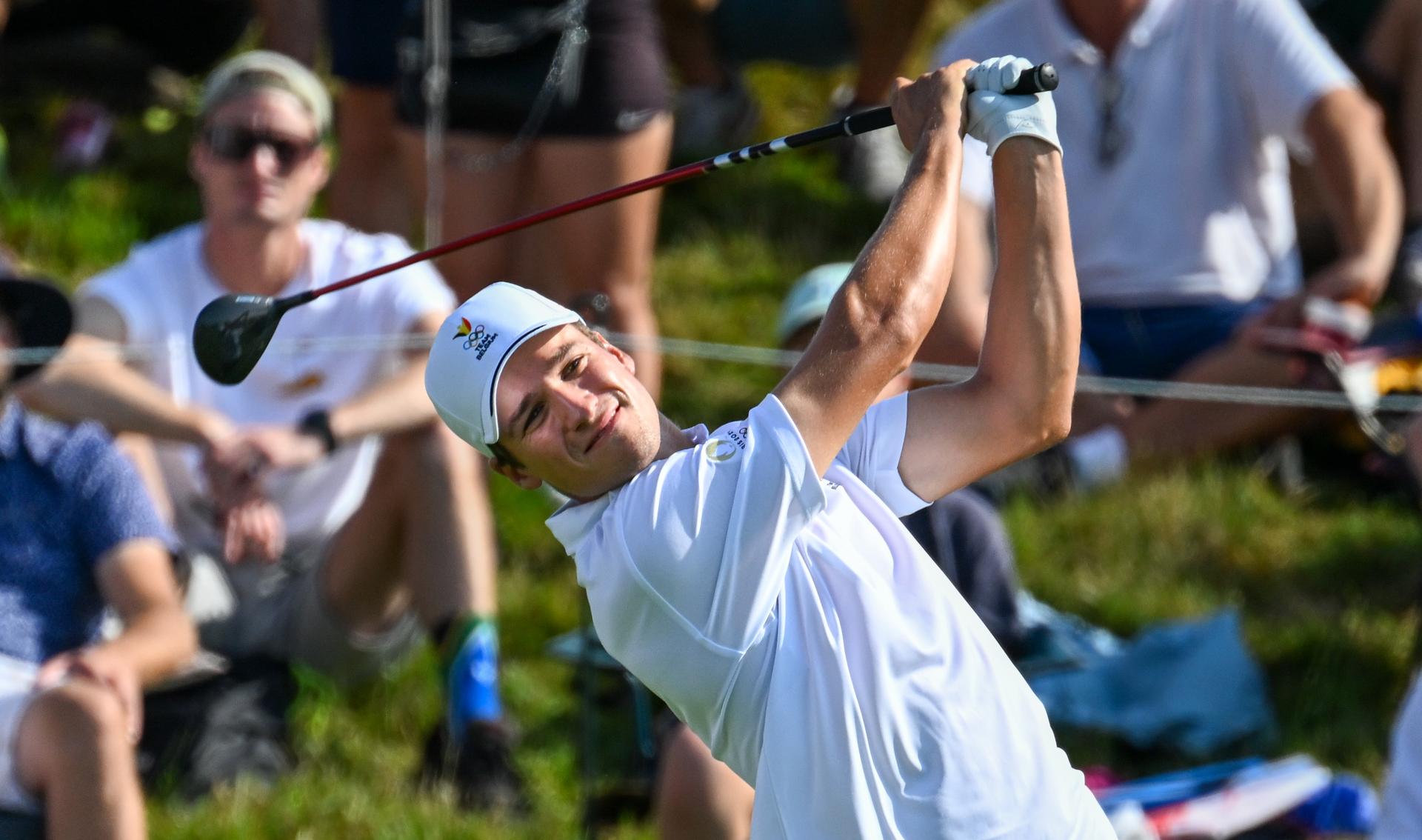 Belgian golfer Adrien Dumont de Chassart pictured in action during the men's Men's stroke play golf competition at the Paris 2024 Olympic Games, on Thursday 01 August 2024 in Paris, France. The Games of the XXXIII Olympiad are taking place in Paris from 26 July to 11 August. The Belgian delegation counts 165 athletes competing in 21 sports. BELGA PHOTO ANTHONY BEHAR ** ** *** BENELUX ONLY ***