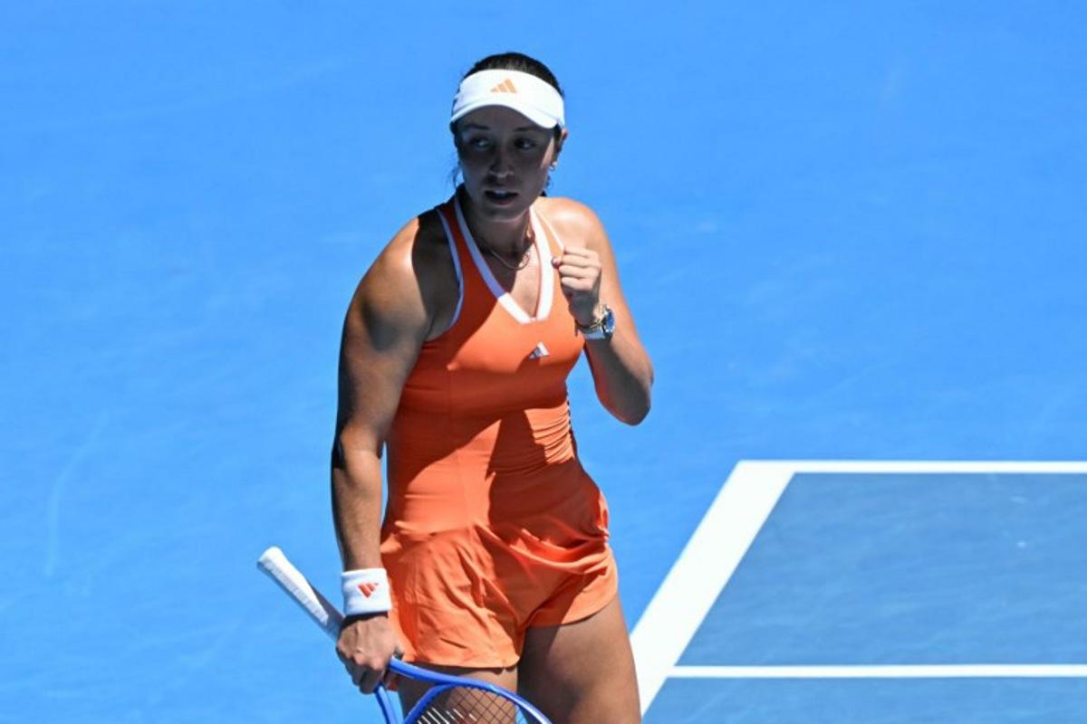 USA's Jessica Pegula celebrates victory against USA's Madison Keys in their women's singles match on day nine of the Australian Open tennis tournament in Melbourne on January 26, 2026. WILLIAM WEST / AFP