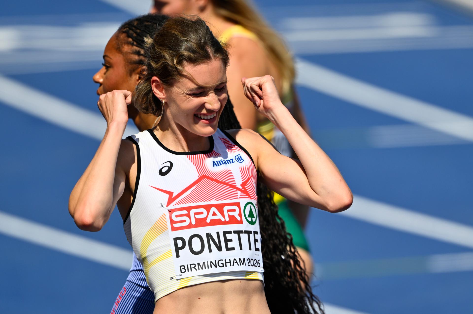 Belgium's Helena Ponette pictured in action during the semifinals of the women's 400m race on the fourth day of the European Athletics Championships (August 10-18) in Birmingham, United Kingdom, on Thursday 13 August 2026. BELGA PHOTO ERIC LALMAND