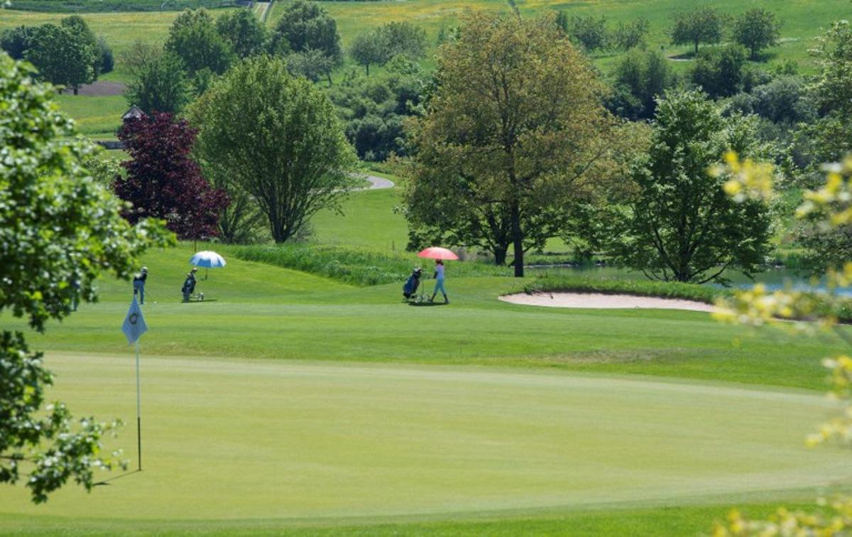 A photo taken on May 14, 2024 shows the golf course of Hotel Oeschberghof in Donaueschingen, southwestern Germany. The hotel will be the base camp for the national football team of Spain during the UEFA EURO 2024. The championship will take place from June 14 to July 14 in ten stadiums around Germany. THOMAS KIENZLE / AFP