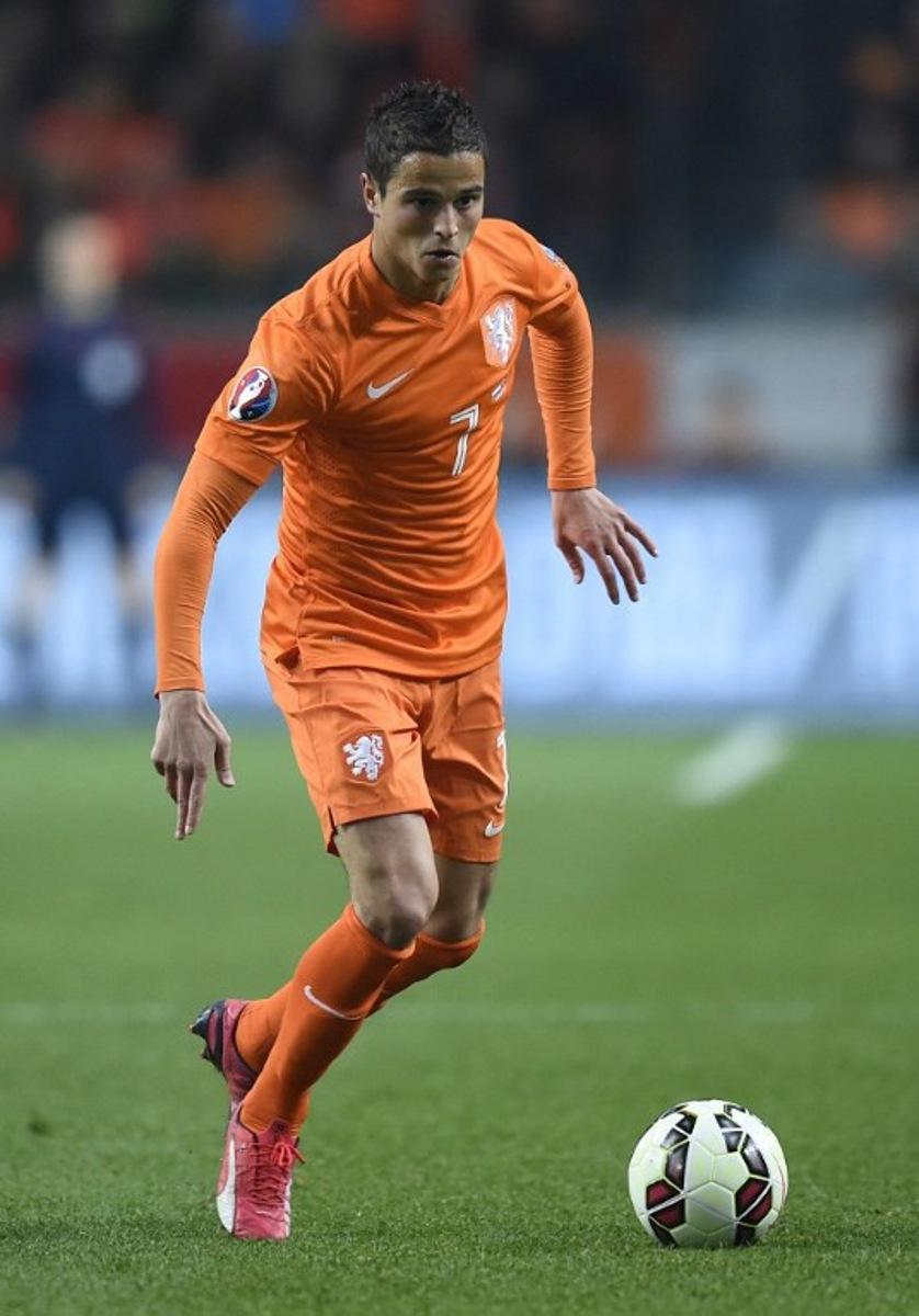 Dutch forward Ibrahim Afellay plays on March 28, 2015 during a Euro 2016 qualifying round football match Netherlands vs. Turkey at the Arena Stadium in Amsterdam. AFP PHOTO / JOHN THYS JOHN THYS / AFP
