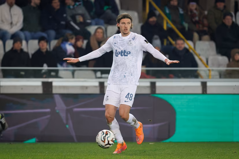 Union's Fedde Leysen pictured in action during a soccer match between Cercle Brugge and Royal Union Saint-Gilloise, Friday 26 December 2025 in Brugge, on day 20 of the 2025-2026 'Jupiler Pro League' first division of the Belgian championship. BELGA PHOTO KURT DESPLENTER