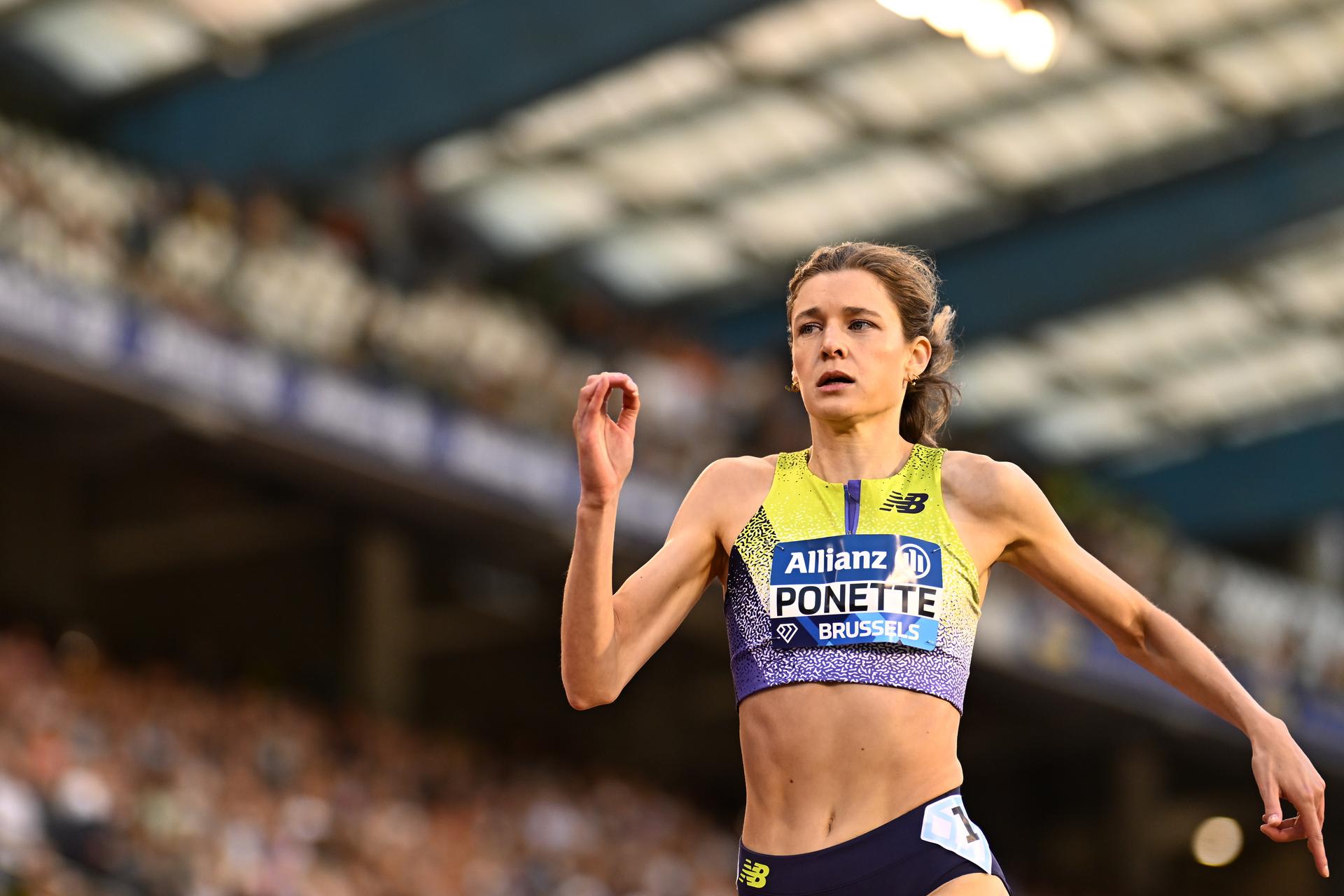 Belgian Helena Ponette pictured during the 400m race, at the 50th edition of the Memorial Van Damme Diamond League athletics event in Brussels, Saturday 5 September 2026. BELGA PHOTO JASPER JACOBS