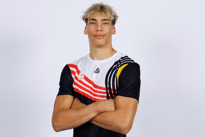 Noe Strypstein poses during a team building of Team Belgium in preparation of the EYOF2025 European Youth Olympics Festival, Tuesday 15 July 2025, in Louvain-La-Neuve. BELGA PHOTO BENOIT DOPPAGNE