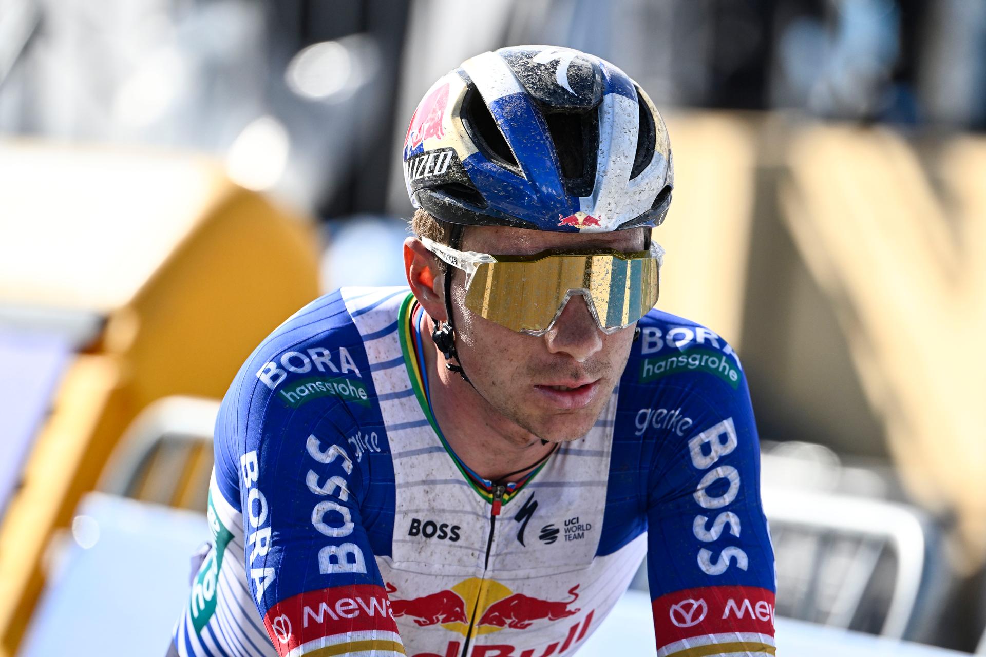 Belgian Remco Evenepoel of Red Bull-BORA-hansgrohe crosses the finish line of the men's race of the 'Ronde van Vlaanderen/ Tour des Flandres/ Tour of Flanders' UCI WorldTour one day cycling race, 278 km from Antwerp to Oudenaarde, Sunday 05 April 2026. BELGA PHOTO ERIC LALMAND