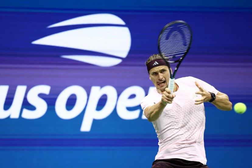 Germany's Alexander Zverev hits a return during the men's singles second round tennis match against France's Quentin Halys on day five of the US Open tennis tournament at the USTA Billie Jean King National Tennis Center in New York City on September 3, 2026. CHARLY TRIBALLEAU / AFP