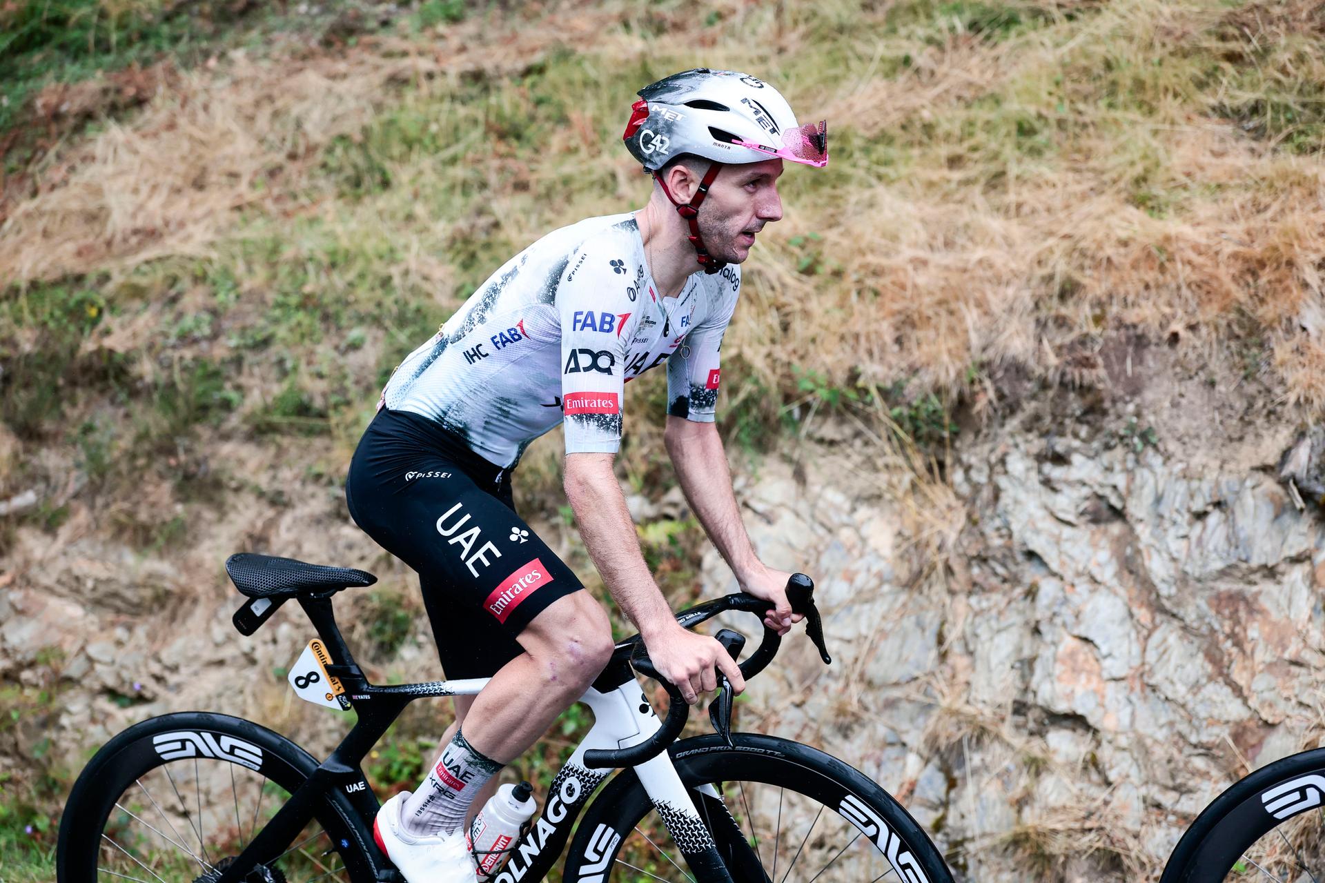 British Adam Richard Yates of UAE Team Emirates pictured in action during stage 14 of the 2025 Tour de France cycling race, from Pau to Luchon-Superbagneres (183 km), on Saturday 19 July 2025 in France. The 112th edition of the Tour de France starts on Saturday 5 July in Lille, France, and will finish in Paris, France on the 27th of July. BELGA PHOTO POOL LUCA BETTINI
