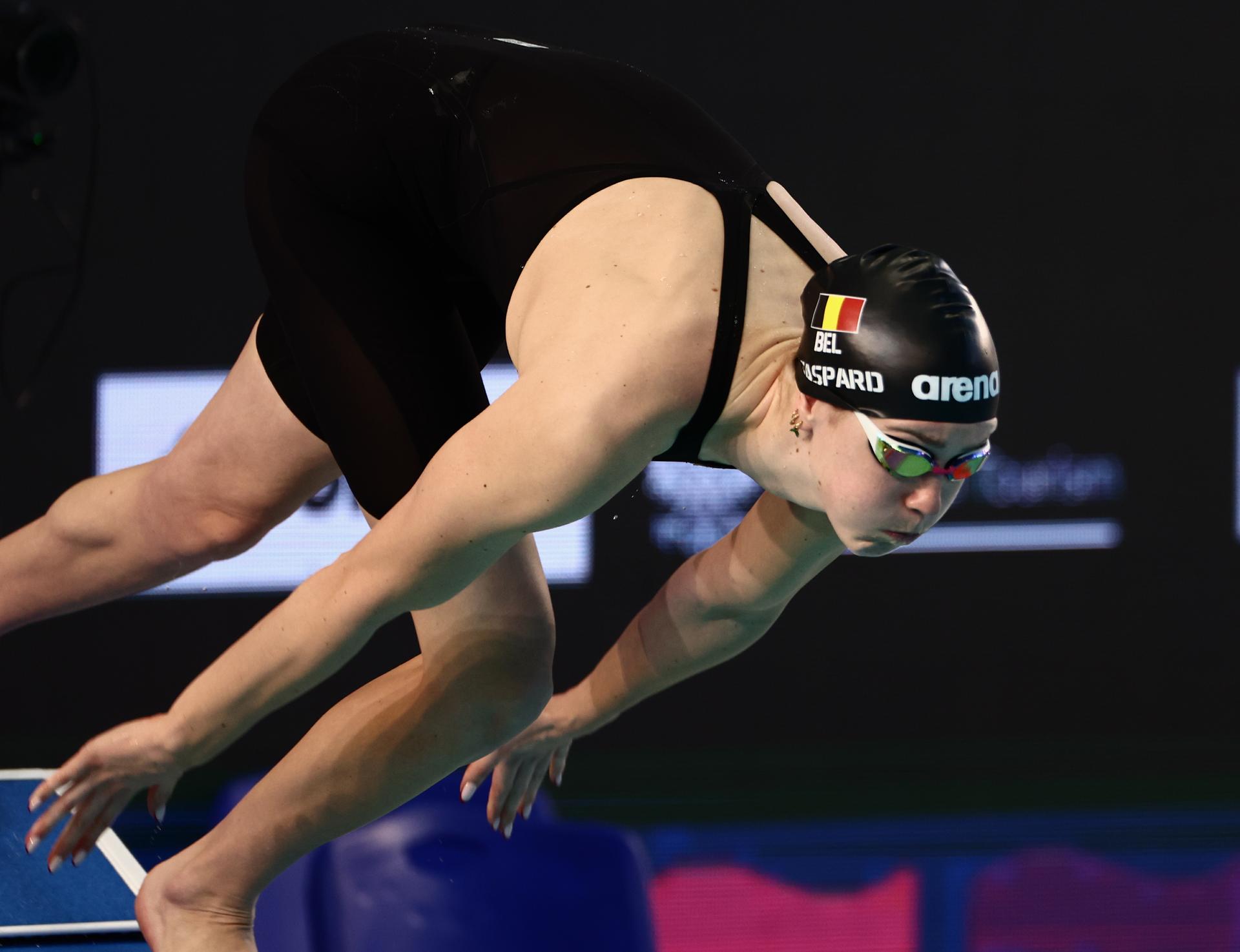 Belgian Florine Gaspard pictured during the Women's 50m Breaststroke at the European Aquatics Short Course Swimming Championships in Lublin, Poland, on Saturday 06 December 2025. BELGA PHOTO NIKOLA KRSTIC