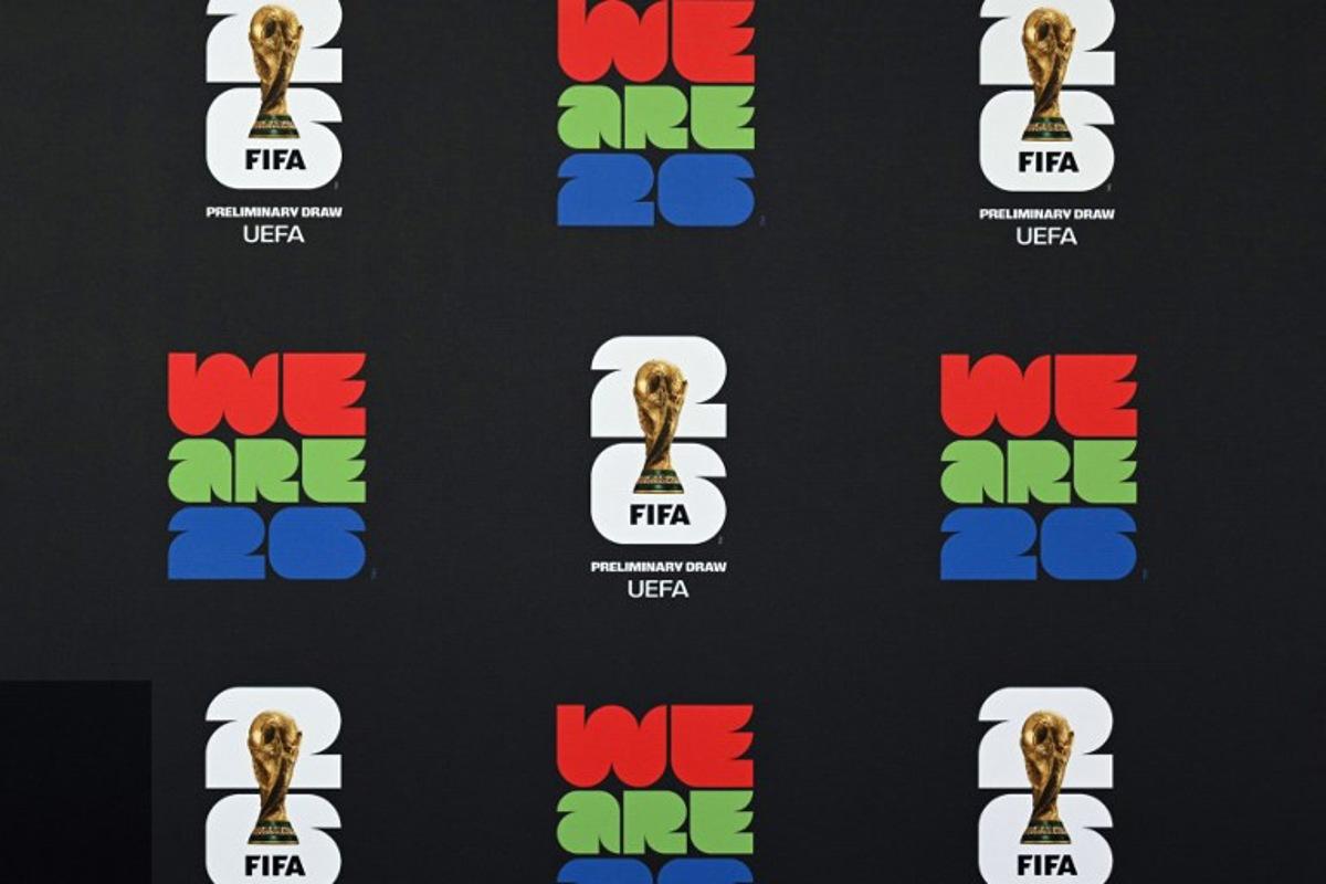 The logo of the European qualifiers for the 2026 Fifa World Cup is pictured ahead of the event at the FIFA headquarters in Zurich, on December 13, 2024. Fabrice COFFRINI / AFP