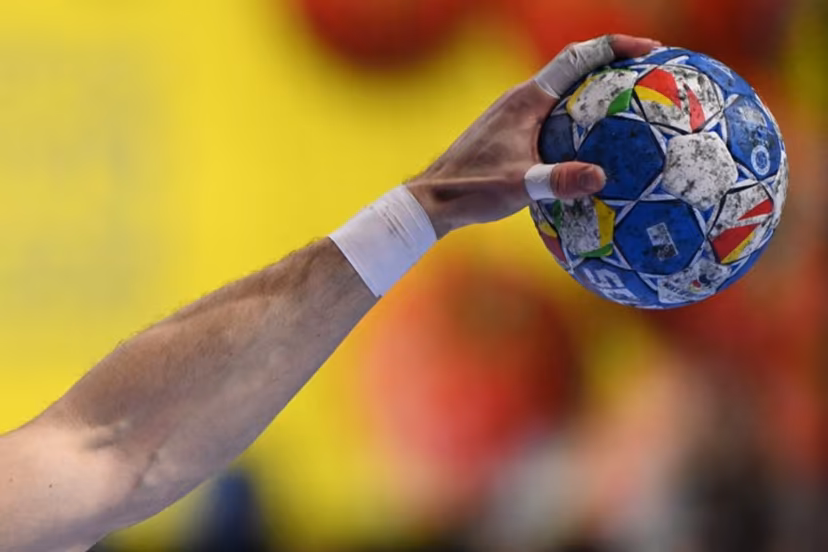 Germany's right back #25 Kai Haefner plays the ball during the Men's EURO 2024 EHF Handball European Championship match for third place between Sweden and Germany in Cologne, western Germany on January 28, 2024. Kirill KUDRYAVTSEV / AFP