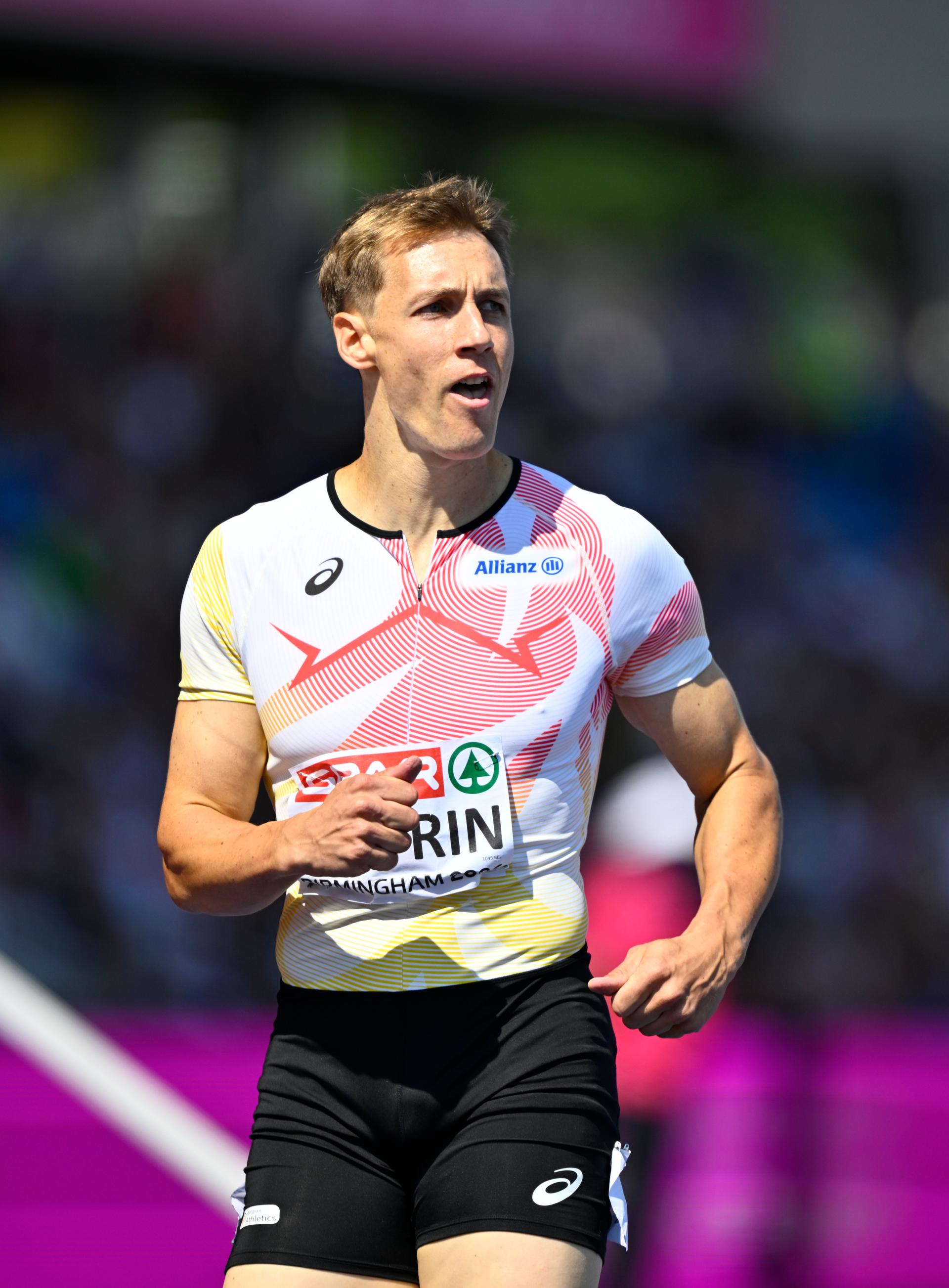 Belgian athlete Julien Watrin pictured in action during the heats in the first round of the men's 400m hurdles race, at on the second day of the European Athletics Championships (August 10-18) in Birmingham, United Kingdom, on Tuesday 11 August 2026. BELGA PHOTO ERIC LALMAND