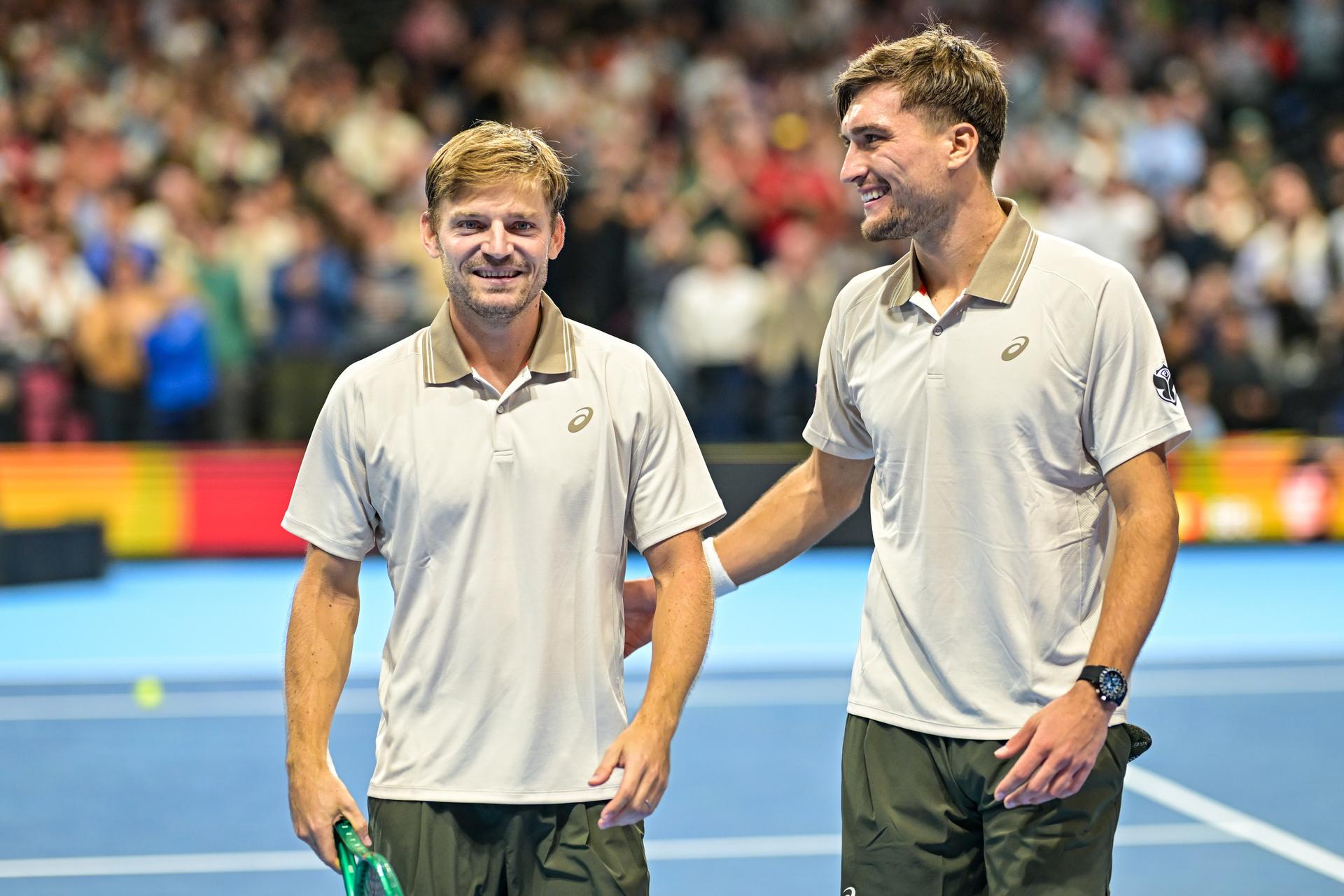 David Goffin of Belgium, Raphael Collignon of Belgium pictured during the European Open ATP tennis tournament in Brussels, on 19 October. This year's edition of the tournament is taking place from 17 to 25 October BELGA PHOTO DAVID PINTENS