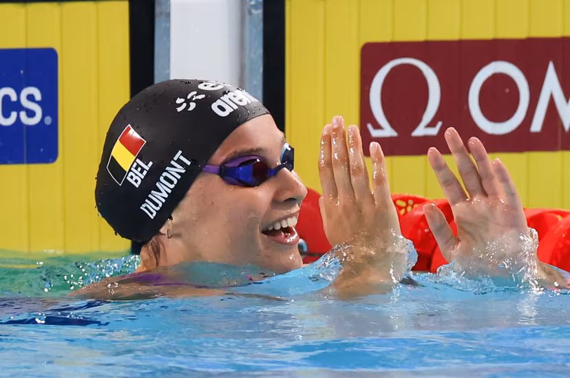 Belgian Sarah Dumont reacts during the semifinals of the women's 200m freestyle event at the European Aquatics Championships in Paris, France on Wednesday 12 August 2026. BELGA PHOTO VIRGINIE LEFOUR