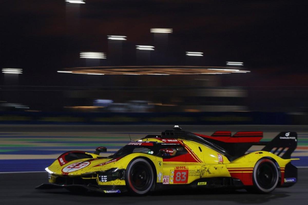 The #83 AF Corse Ferrari 499P of Robert Kubica, Robert Shwartzman, and Yifei Ye takes part in the final day of racing action at the FIA World Endurance Championship 2024 at Lusail International Circuit on March 2, 2024 in Doha, Qatar. KARIM JAAFAR / AFP