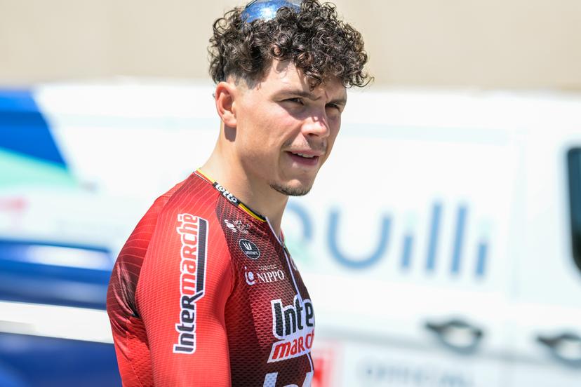 Belgian Arnaud De Lie of Lotto-Intermarche pictured during a press conference ahead of the 2026 Tour de France cycling race, Friday 03 July 2026, in Barcelona, Spain. The 113th edition of the Tour de France starts on Saturday 4 July in Barcelona, Spain, and will finish in Paris, France on the 26th of July. BELGA PHOTO DAVID PINTENS
