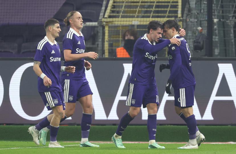 Anderlecht's Mihajlo Cvetkovic celebrates after scoring during a soccer match between RSC Anderlecht and KVC Westerlo, Saturday 31 October 2026 in Brussels, on day 10 of the 2026-2027 'Jupiler Pro League' first division of the Belgian championship. BELGA PHOTO VIRGINIE LEFOUR