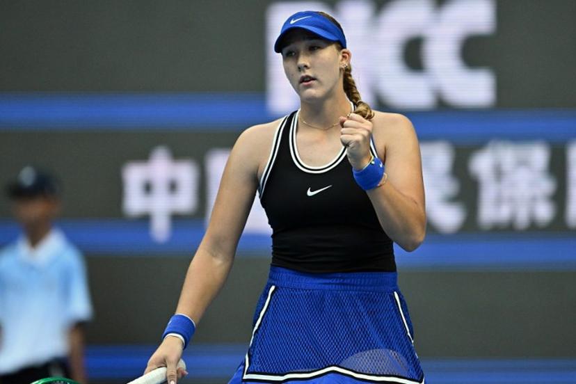 Russia's Mirra Andreeva reacts after a point against Czech Republic's Nikola Bartunkova during their women's singles semi-final at the China Open tennis tournament in Beijing on October 10, 2026. Pedro Pardo / AFP