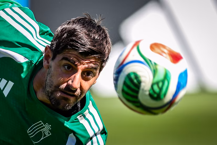 Belgium's goalkeeper Thibaut Courtois pictured during a training session of Belgian national soccer team Red Devils, on Sunday 05 July 2026 in their base camp, home of the Seattle Sounders, Renton, Seattle, USA. The Rode Duivels - Diables Rouges qualified for the knockout stage of the 2026 FIFA World Cup, where they'll meet USA in the round of 16 on July 6th. BELGA PHOTO BRUNO FAHY