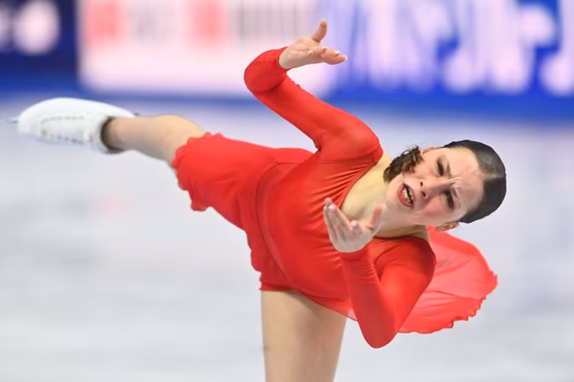 Belgium's Nina Pinzarrone performs during the women's free skating program of the 2026 ISU Figure Skating World Championships in Prague, Czech Republic on March 27, 2026. Michal Cizek / AFP