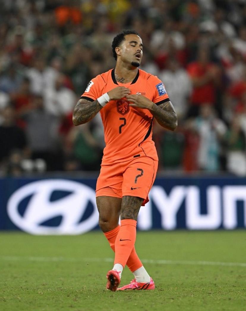 Netherlands' forward #07 Justin Kluivert reacts after missing his penalty in the shootout during the 2026 World Cup round of 32 football match between the Netherlands and Morocco at the Monterrey Stadium in Guadalupe on June 29, 2026. Alfredo ESTRELLA / AFP