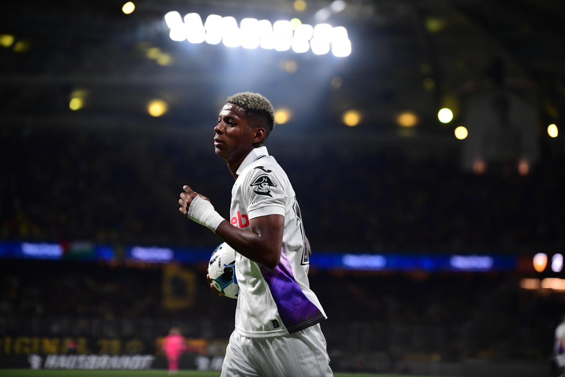 Anderlecht's Nilson Angulo pictured during a soccer match between Belgian soccer team Anderlecht and Greek team AEK Athens, in Athens, Greece, on Thursday 28 August 2025, the return leg in the play-offs of the UEFA Conference League competition. The first leg ended 1-1. BELGA PHOTO EUROKINISSI