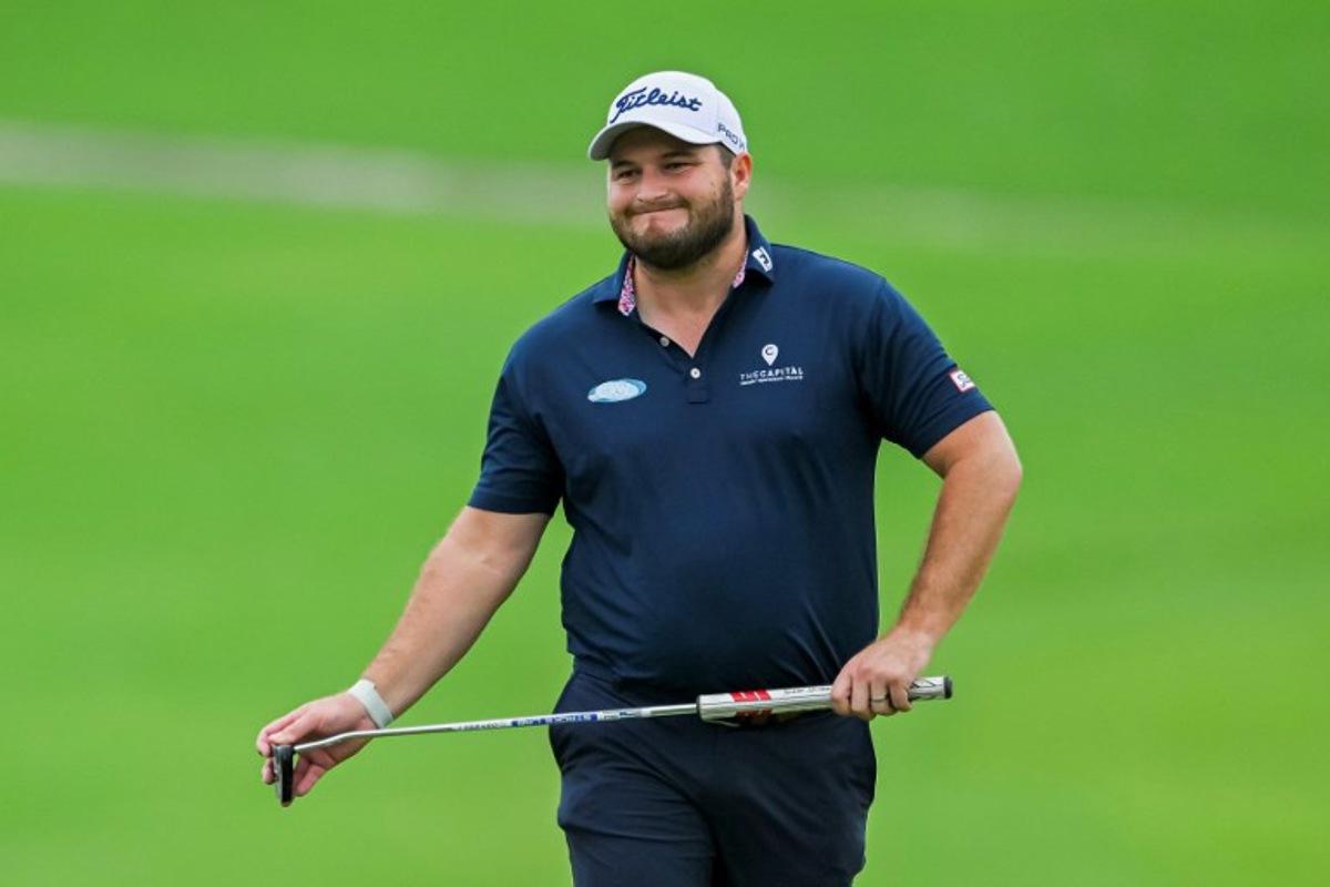 South Africa's Zander Lombard reacts during the second round of China Open Golf tournament in Shenzhen, in southern China's Guangdong province on May 3, 2024. AFP