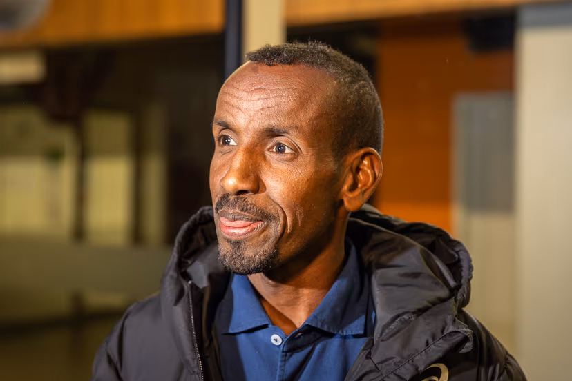 Belgian athlete Bashir Abdi pictured at a press conference of Atletiek Vlaanderen after an information session for the athletes following the commotion of the past weeks regarding the top-level sports policy, Friday 08 November 2024 in Gent. BELGA PHOTO JAMES ARTHUR GEKIERE
