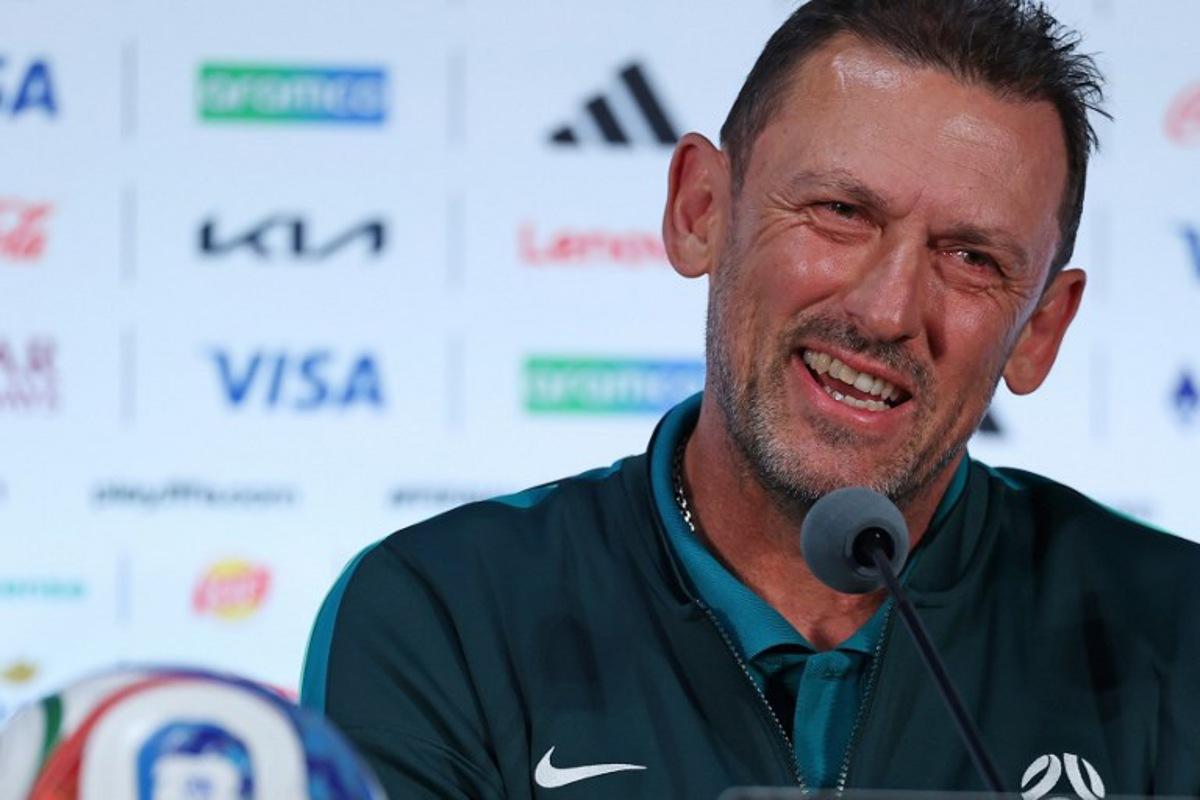 Australia's head coach Tony Popovic attends a press conference in Dallas, on July 2, 2026, ahead of their match against Egypt, during the 2026 World Cup football tournament. Thomas COEX / AFP