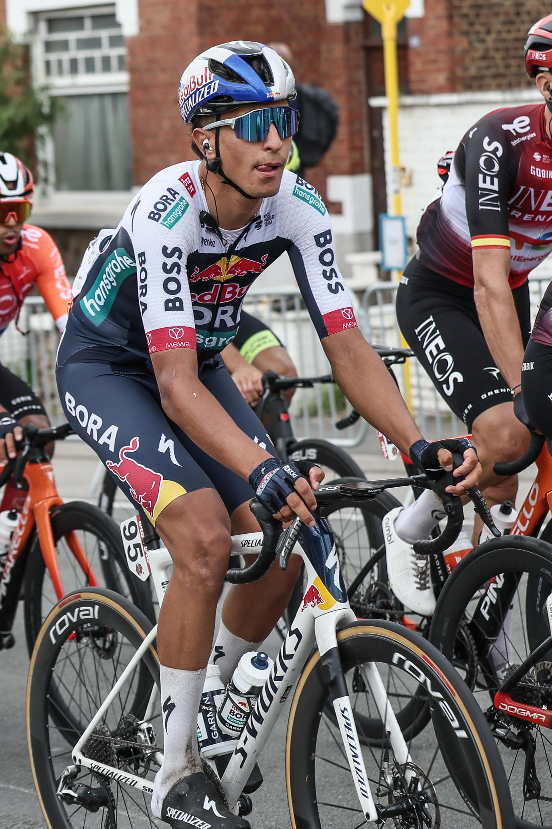 Italian Davide Donati (Red Bull Bora Hansgrohe) pictured in action during the second stage of the Tour De Wallonie cycling race, from Huy to Sambreville (153km), on Sunday 27 July 2025. BELGA PHOTO BRUNO FAHY