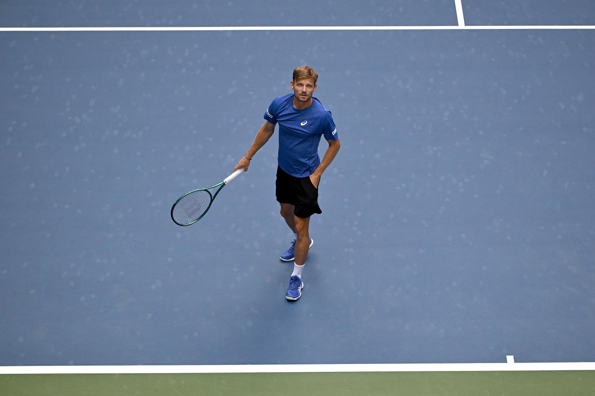 Belgian David Goffin pictured in action during a tennis match against Italian Musetti, in the second round of the men's singles of the 2025 US Open Grand Slam tennis tournament in New York City, USA, Thursday 28 August 2025. BELGA PHOTO TONY BEHAR