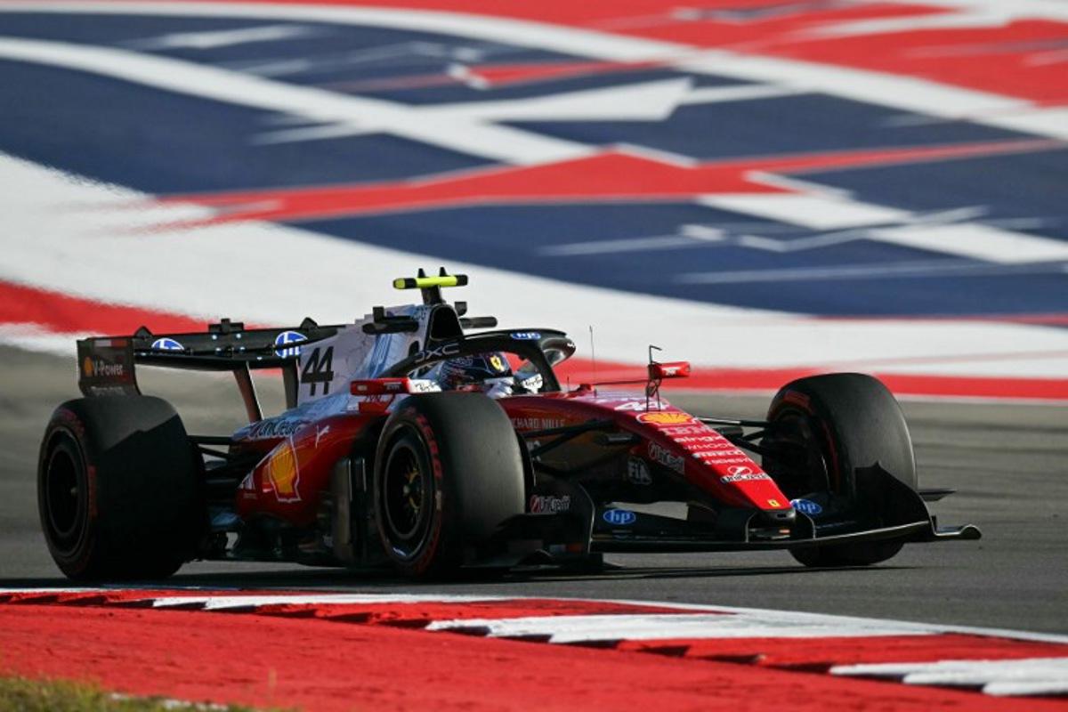 Ferrari's British driver Lewis Hamilton races during the second practice session for the United States Formula One Grand Prix at the Circuit of the Americas in Austin, Texas, on October 23, 2026. ANGELA WEISS / AFP