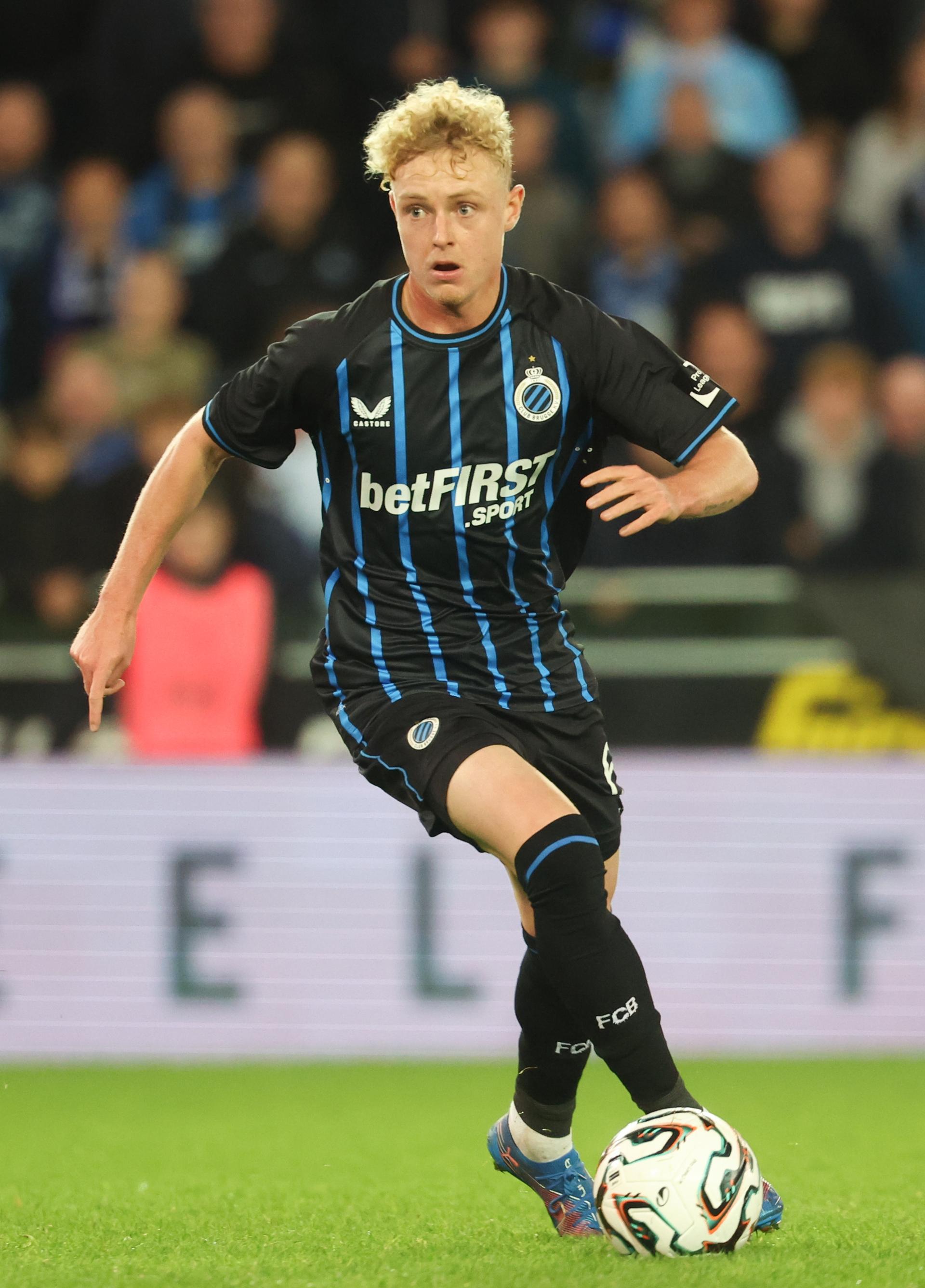 Club's Joaquin Seys pictured in action during a soccer match between Club Brugge and Sint-Truidense VV, Sunday 21 September 2025 in Brugge, on day 8 of the 2025-2026 'Jupiler Pro League' first division of the Belgian championship. BELGA PHOTO VIRGINIE LEFOUR