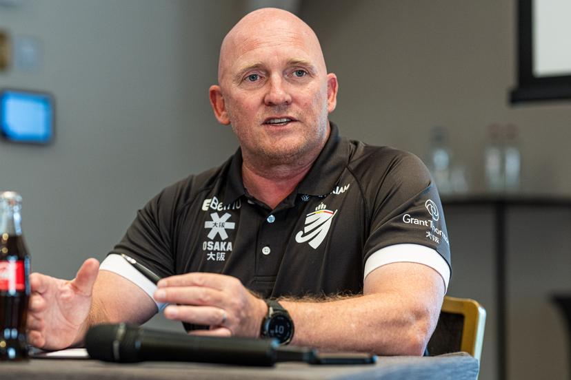 Belgium's head coach Adam Commens pictured during a press conference of the Belgian national teams Red Lions and Red Panthers for the upcoming 2026 Hockey World Cup, Wednesday 12 August 2026, in Genval. The 2026 edition of the Hockey World Cup takes place in Belgium and The Netherlands from August 15 to August 30. BELGA PHOTO EMILE WINDAL