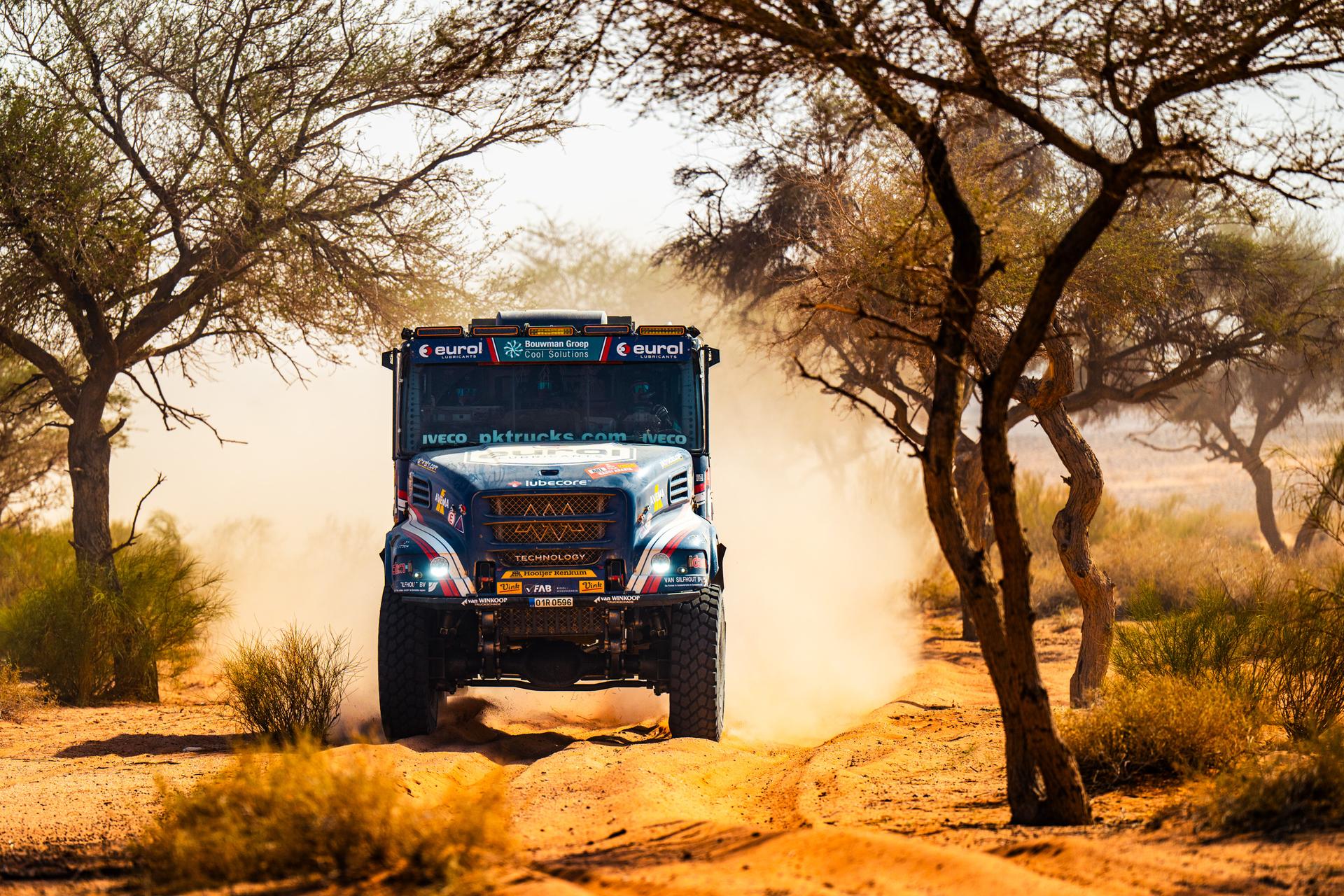 ATTENTION EDITORS - HAND OUT PICTURES - EDITORIAL USE ONLY - MANDATORY CREDIT: 'EUROL RALLYSPORT' Hand out picture released by Eric Dupain shows the truck of Mitchel van den Brink, Bart Van Heun and Jarno Van De Pol during stage 4 of the 2026 Dakar rally race in Al-Ula, Saudi Arabia on Wednesday 07 January 2026. *** Belga and Belga Editorial Board decline all responsibility regarding the content of this picture. *** PHOTO HAND OUT - EUROL RALLYSPORT