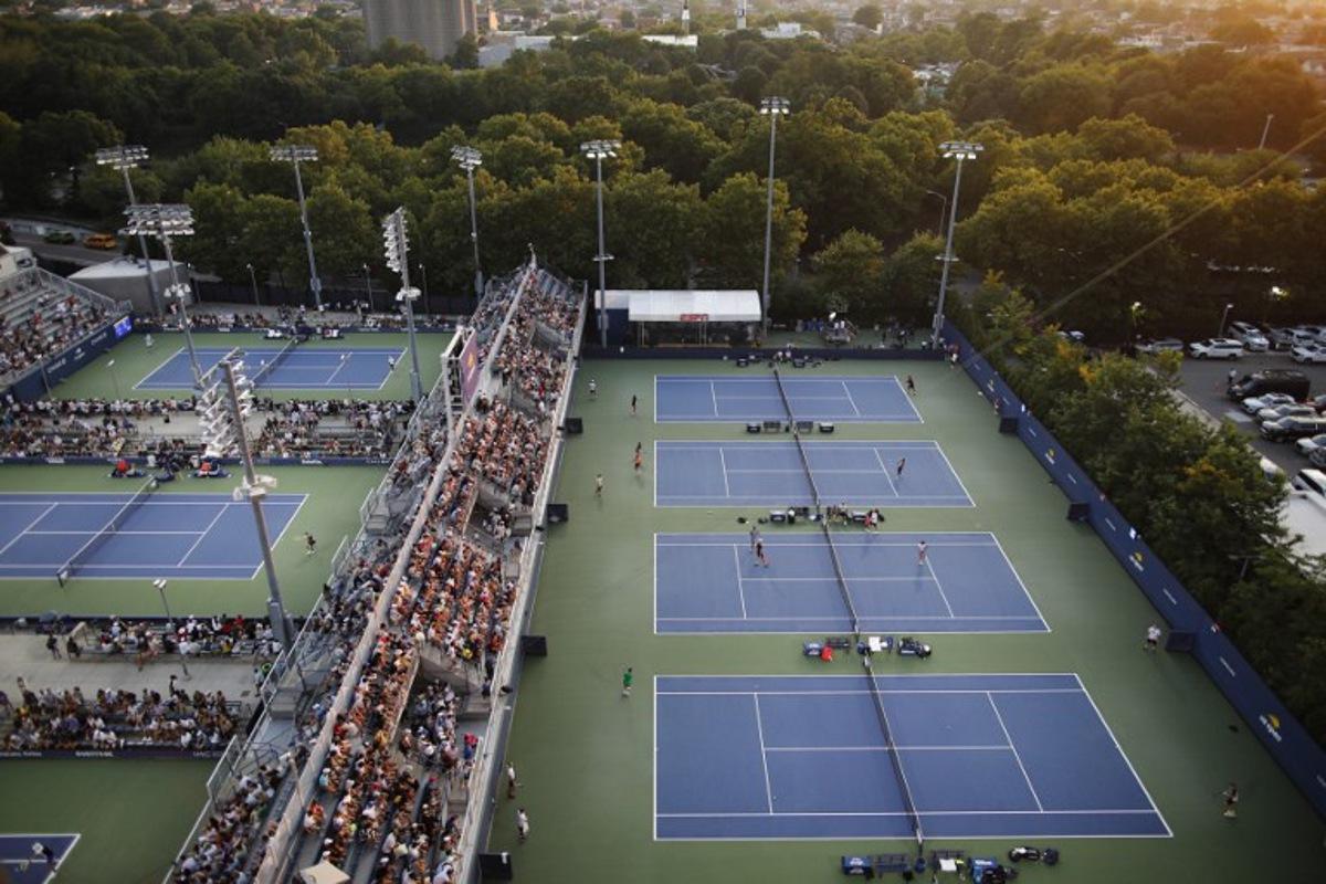 View of the courts on day one of the US Open tennis tournament at the USTA Billie Jean King National Tennis Center in New York City, on August 26, 2024. KENA BETANCUR / AFP