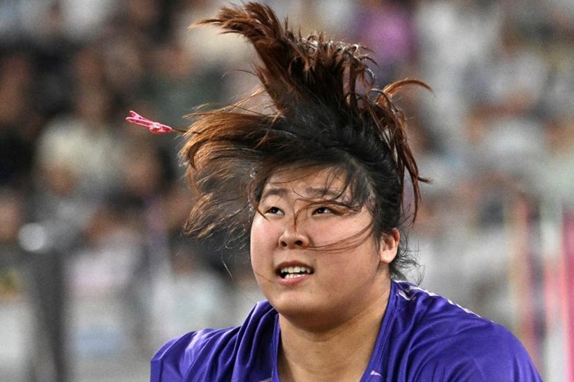 China's Ziyi Yan competes in the women's javelin throw event during the Shanghai/Keqiao Diamond League athletics meeting in Keqiao, Shaoxing in China's eastern Zhejiang province on May 3, 2025. Pedro PARDO / AFP