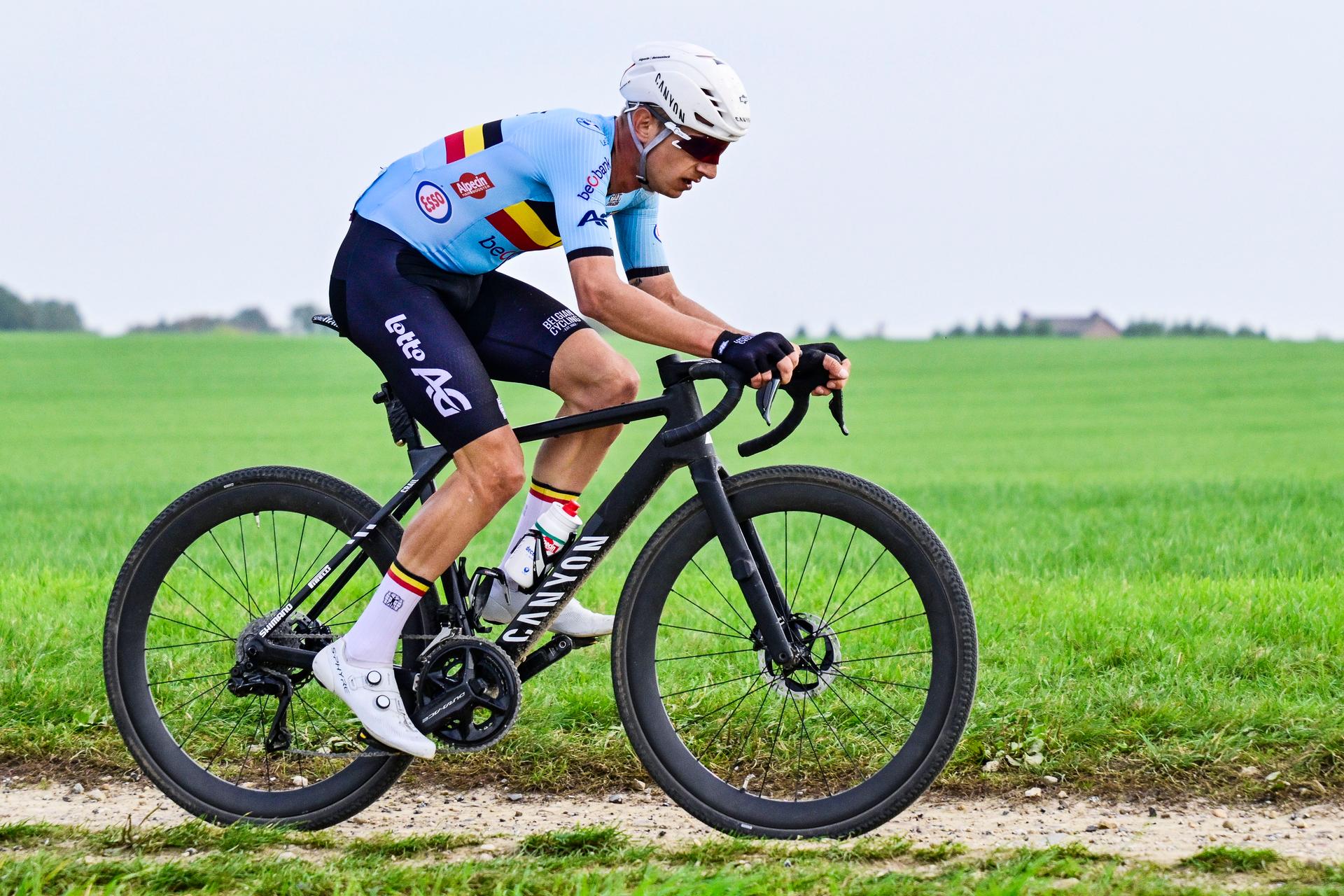 Belgian Quinten Hermans pictured in action during the men elite race at the UCI World Gravel Championships, Sunday 12 October 2025, in Maastricht, The Netherlands. BELGA PHOTO DIRK WAEM