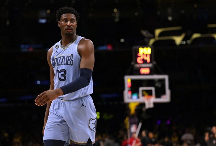 (FILES) In this file photo taken on March 07, 2023 Jaren Jackson Jr. #13 of the Memphis Grizzlies reacts in the final minutes during a 112-103 Los Angeles Lakers win at Crypto.com Arena in Los Angeles, California. NBA Defensive Player of the Year Jaren Jackson Jr. of the Memphis Grizzlies was the top vote-getter on the NBA All-Defensive Team announced May 9, 2023. Harry How / GETTY IMAGES NORTH AMERICA / AFP