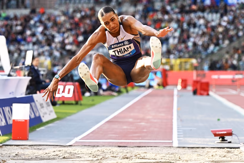 Belgian Nafissatou Nafi Thiam pictured during the women's long jump event at the 49th edition of the Memorial Van Damme Diamond League athletics event in Brussels, Friday 22 August 2025. BELGA PHOTO DAVID PINTENS