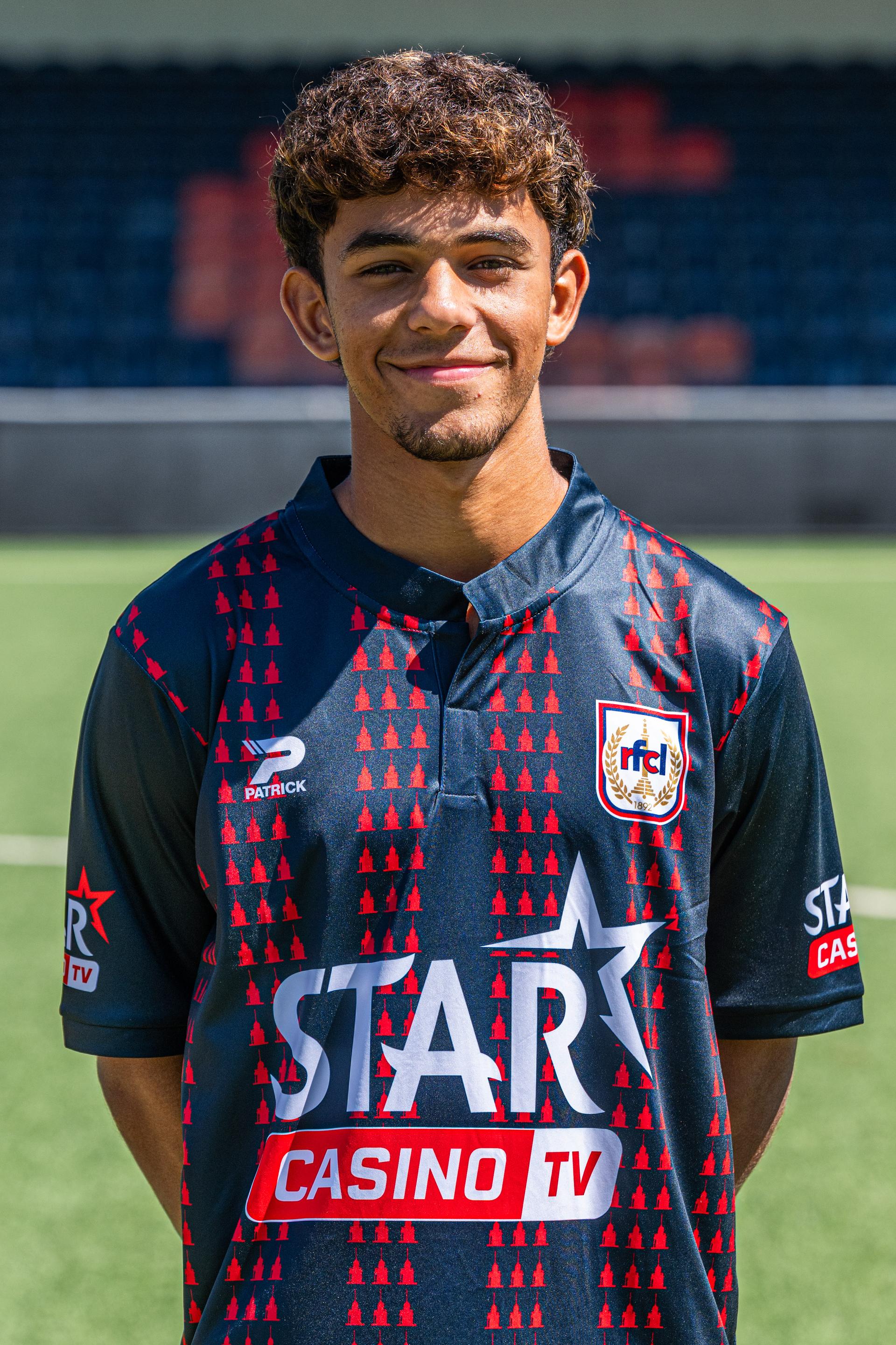 Liege's Adham Refai poses for the photographer at poses for a picture at the 2026-2027 season photoshoot of Belgian Challenger Pro League team RFC Liege, Tuesday 11 August 2026 in Liege. BELGA PHOTO JILL DELSAUX