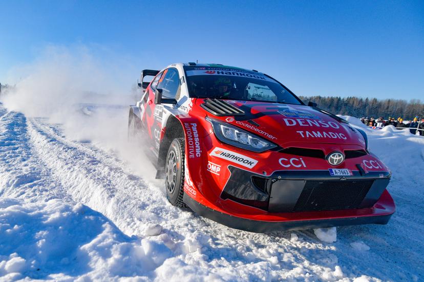 ATTENTION EDITORS - HAND OUT PICTURES - EDITORIAL USE ONLY - MANDATORY CREDIT: 'TOYOTA GAZOO RACING' Hand out pictures released on Friday 13 February 2026 by Eric Dupain shows Elfyn Evans and Scott Martin during the the Rally of Sweden, stage 2 of WRC World Rally Championship, in Umea, Sweden. *** Belga and Belga Editorial Board decline all responsibility regarding the content of this picture. *** PHOTO HAND OUT - TOYOTA GAZOO RACING