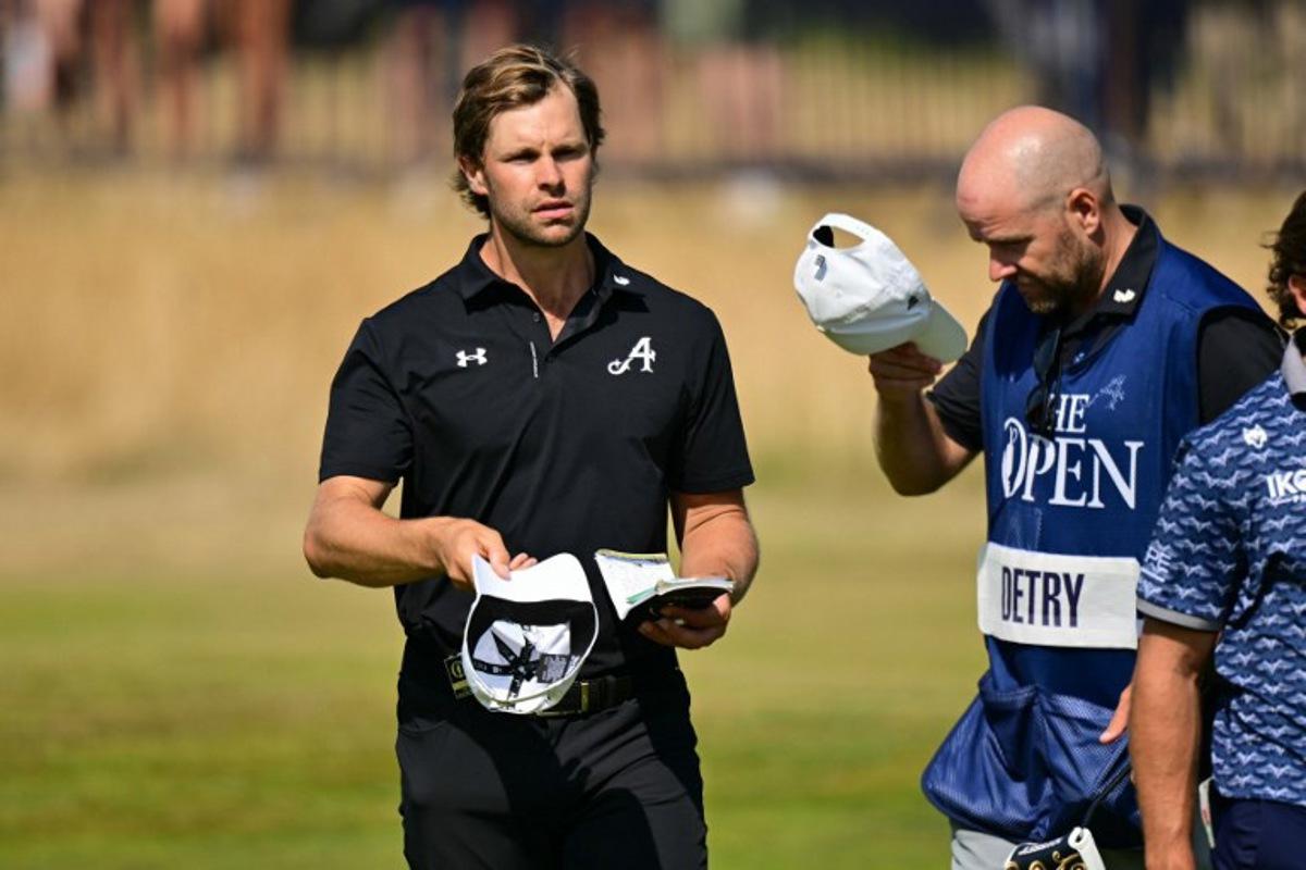 Belgium's Thomas Detry completes his first round, joint leader on -3, on day one of the 154th Open Golf championship at Royal Birkdale Golf Club near Southport in north-west England on July 16, 2026. ANDY BUCHANAN / AFP