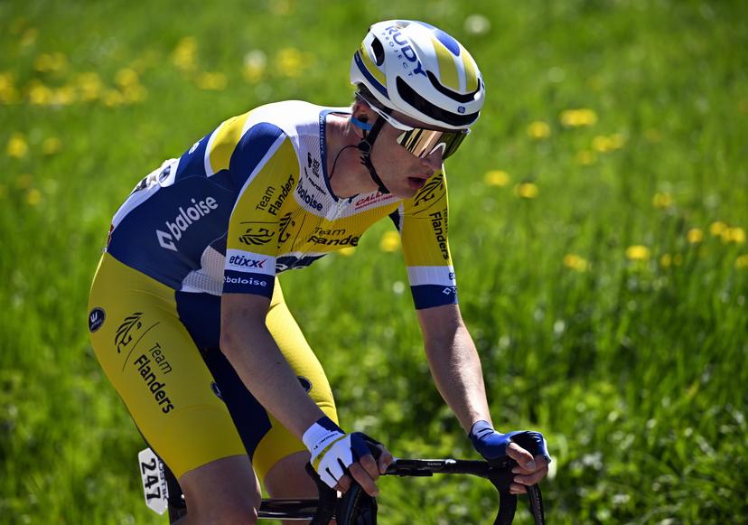 Belgian Vincent Van Hemelen of Team Flanders-Baloise pictured in action during the men's race of the 90th edition of the 'La Fleche Wallonne', one day cycling race (Waalse Pijl - Walloon Arrow), 200 km from Herstal to Huy, Wednesday 22 April 2026. BELGA PHOTO JASPER JACOBS