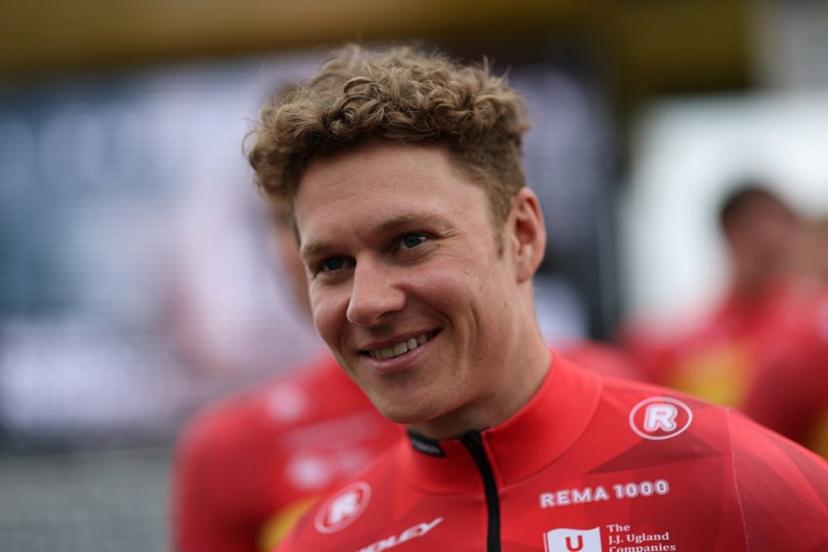 Uno-X Mobility's Norwegian rider Jonas Abrahamsen attends the teams' presentation event on the eve of the 123rd edition of the Paris-Roubaix one-day classic cycling race, 258.3 km between Compiegne and Roubaix, in Compiegne, northern France, on April 11, 2026. Anne-Christine POUJOULAT / AFP