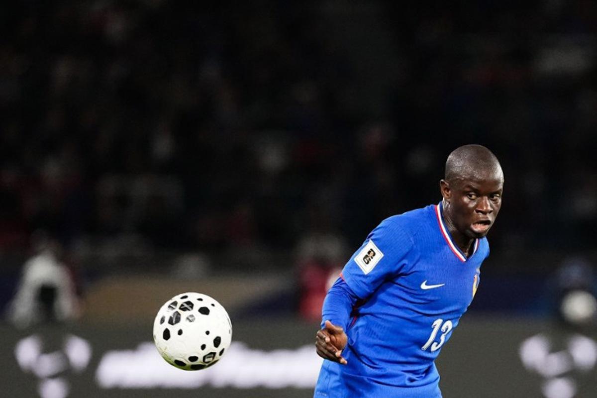 France's midfielder #13 N'Golo Kante eyes the ball during the 2026 World Cup qualifiers Europe zone group D football match between France and Ukraine at the Parc des Princes stadium in Paris, on November 13, 2025. Dimitar DILKOFF / AFP