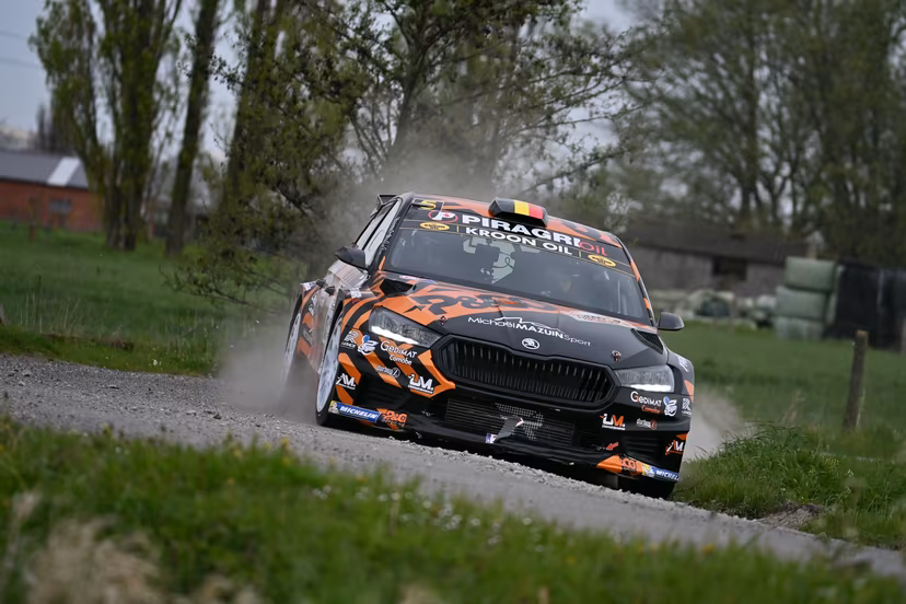 ATTENTION EDITORS - HAND OUT PICTURES - EDITORIAL USE ONLY - MANDATORY CREDIT 'BRC' This handout picture, distributed by Eric Dupain, shows Maxime Potty and Herman Renaud during the TAC Rally in Tielt, on Saturday 11 April 2026. PHOTO HANDOUT BRC *** Belga and Belga Editorial Board decline all responsibility regarding the content of this picture. ***