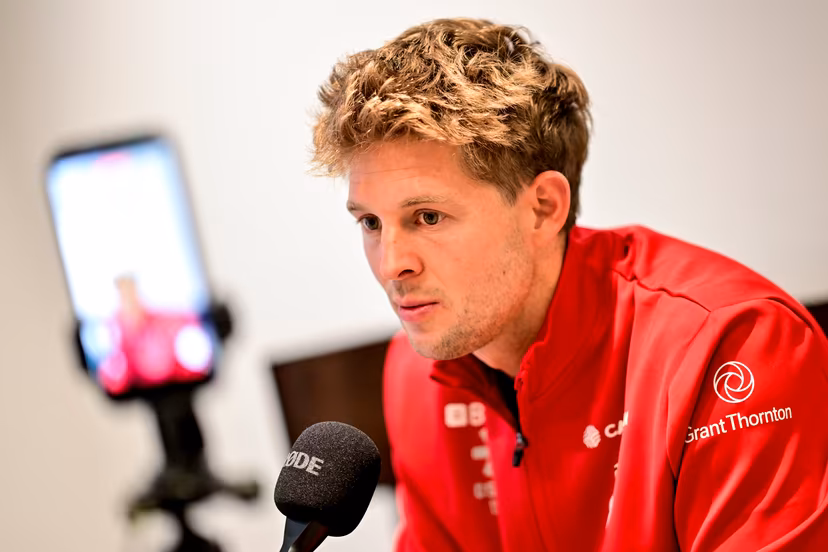 Belgium's Victor Wegnez pictured during a press conference of Belgian national team Red Lions in Genval, Rixensart, regarding the men's 2026 Hockey World Cup, Tuesday 25 August 2026. The 2026 edition of the Hockey World Cup takes place in Belgium and The Netherlands from August 15 to August 30. BELGA PHOTO DIRK WAEM