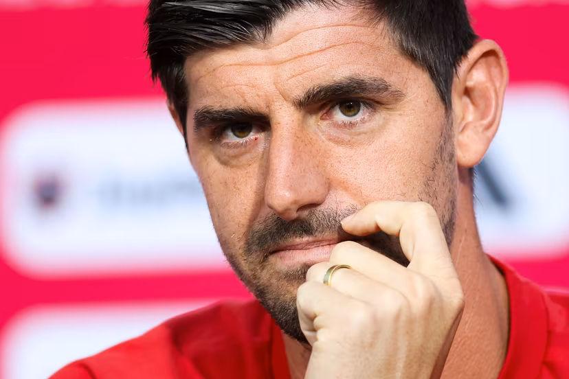Belgium's goalkeeper Thibaut Courtois pictured during a press conference of Belgian national soccer team Red Devils in their base camp, home of the Seattle Sounders, Renton, Seattle, USA, on Friday 19 June 2026. The Red Devils prepare for their next game in the group stage of the 2026 FIFA World Cup. BELGA PHOTO BRUNO FAHY