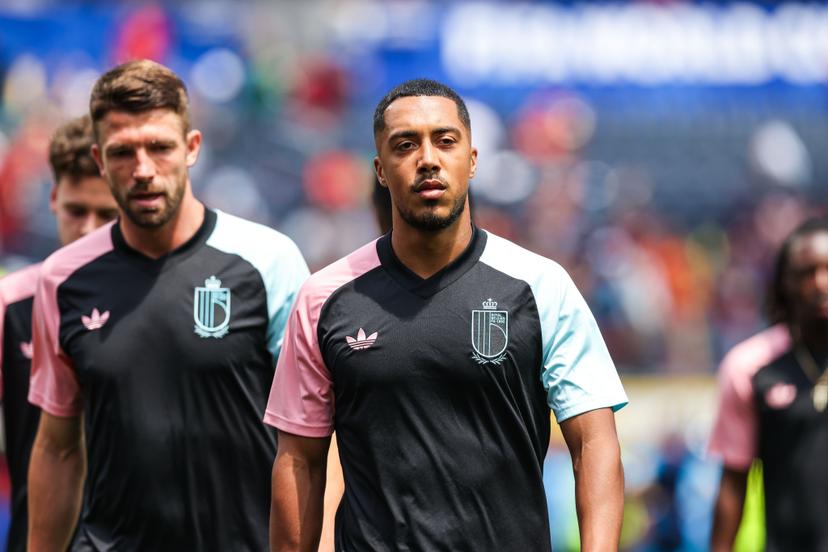 Belgium's Youri Tielemans pictured at the warm up on the field ahead of a soccer game between Spain and Belgian national team Red Devils, on Friday 10 July 2026 in Los Angeles, USA, in the 1/4 finals of the FIFA World Cup 2026. BELGA PHOTO BRUNO FAHY