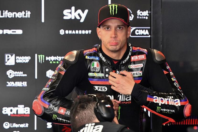 Team Aprilia Racing's Marco Bezzecchi looks on prior to the Practice session at the Balaton Park Circuit in Balatonfokajar, Hungary, on June 5, 2026, ahead of the Hungarian Motorcycle MotoGP Grand Prix. FERENC ISZA / AFP